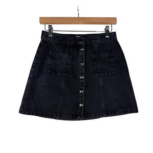 BDG‎ UO Button Front Mini Denim Skirt size Medium Black